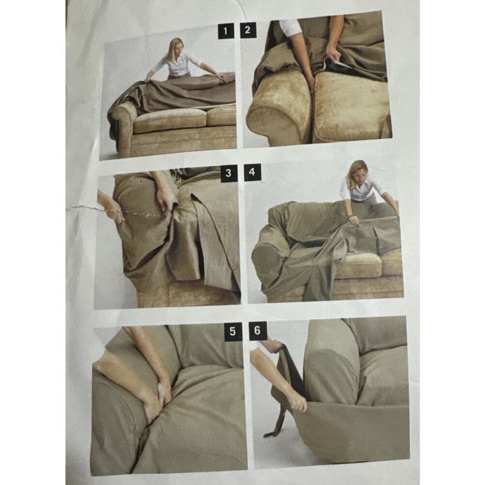 Pottery Barn Red/Cream Ticking Stripe Small Sofa Tailored Adjust SlipCover New  - Picture 15 of 16